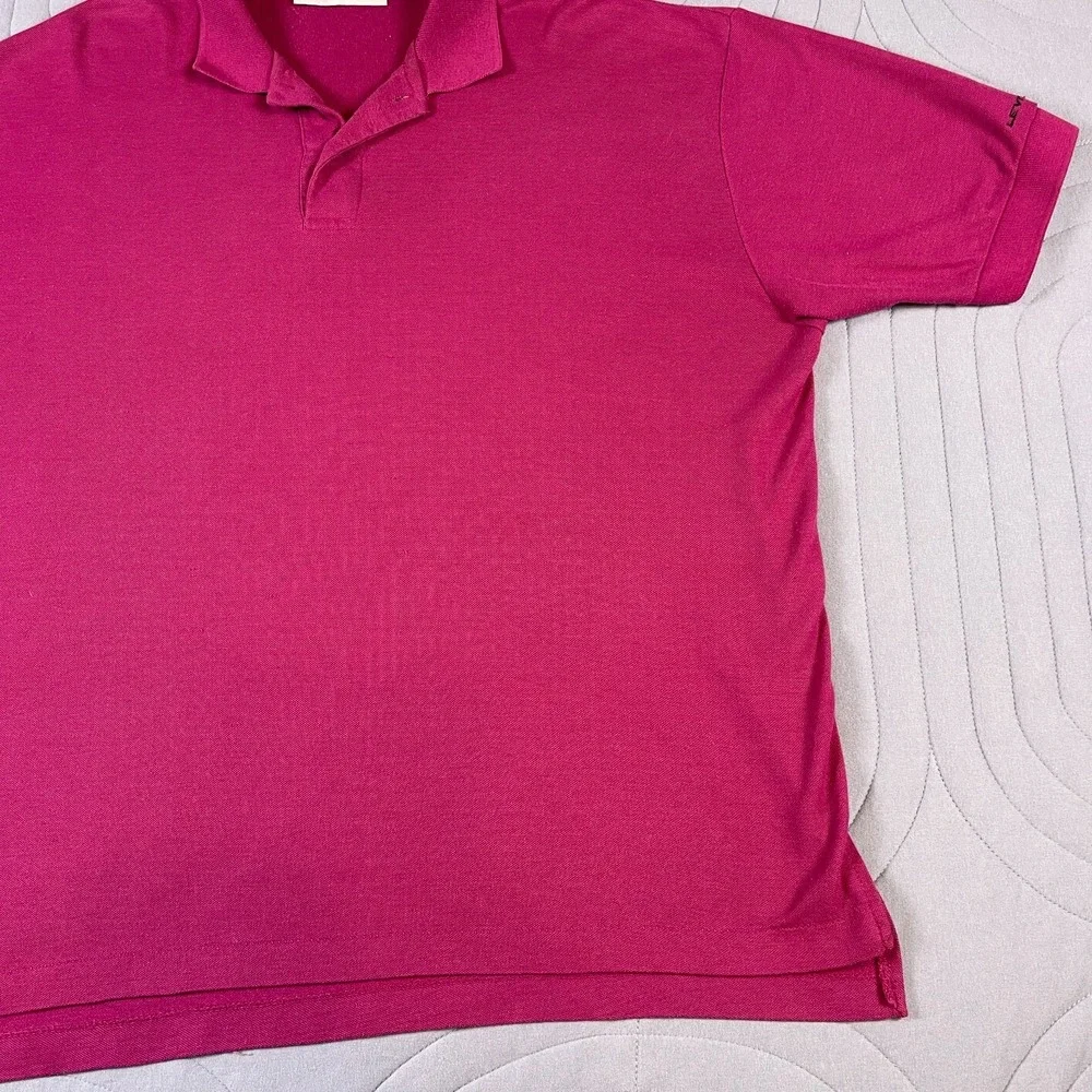 Vintage Levi's Polo Shirt Mens XL Magenta Pink Single Stitch Embroidered